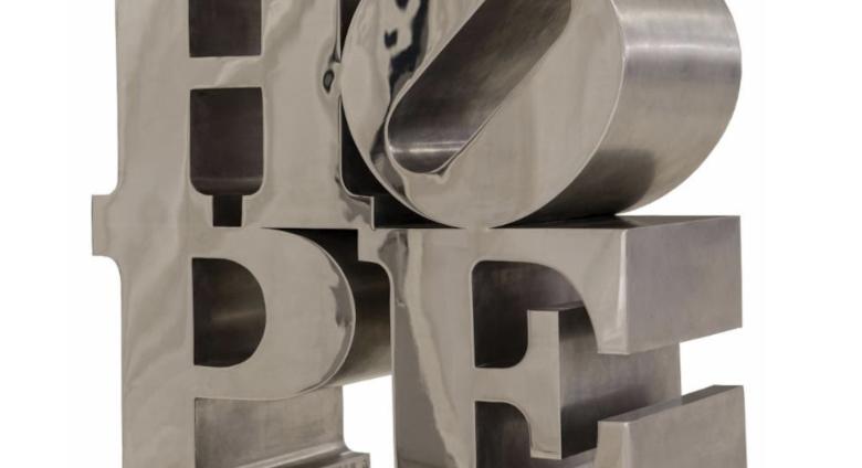 Robert Indiana, Hope, Polished stainless steel, 36 x 36 x 18 in, Executed in 2009, Edition 2 of 8.