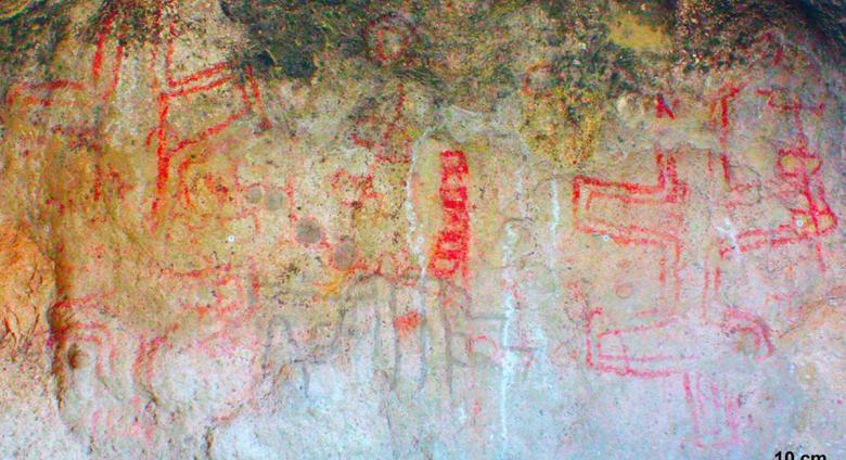 Digital enhancement with Dstretch of the complete rock art panel, Science Advances, February 14, 2024