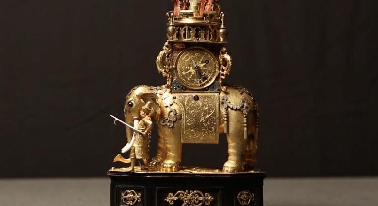 Elephant clock gold