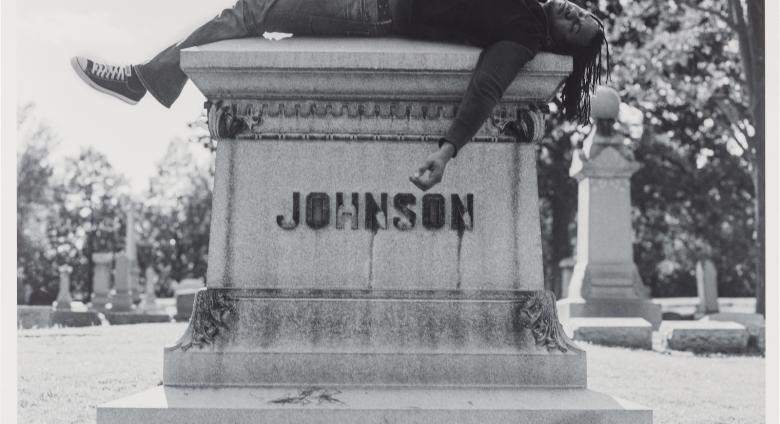 Self Portrait Laying on Jack Johnson's Grave, 2006, Chromogenic print mounted on panel, 40 1/2 × 49 5/8 inches, edition 1/3, 2 AP, Collection of Dr. Daniel S. Berger