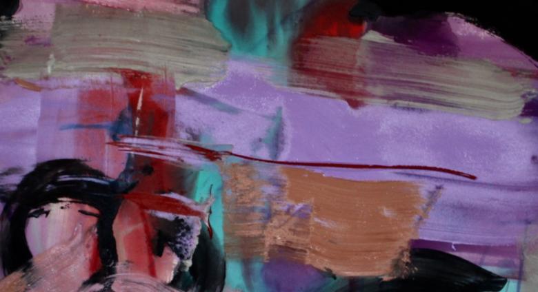 Francine Tint abstract expressionist painting in pink and black
