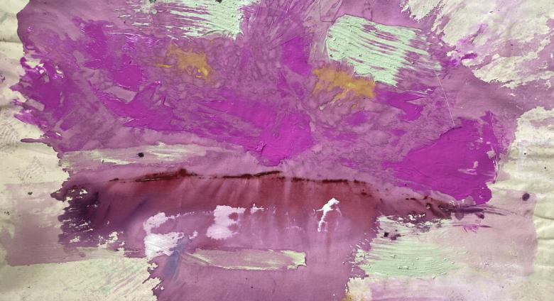 abstract painting with large purple splash