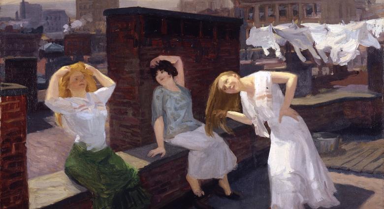 John Sloan, Sunday, Women Drying Their Hair, 1912. Oil on canvas. 26 1/8 in. x 32 1/8 in. (66.36 cm x 81.6 cm). Addison Gallery of American Art, Phillips Academy, Andover, MA.