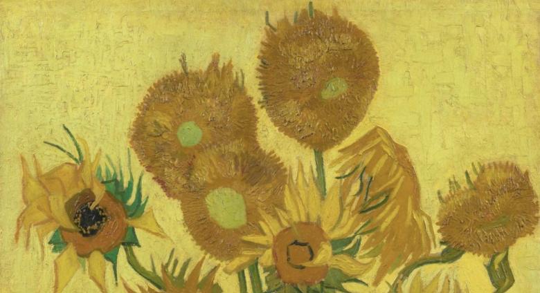 Vincent Van Gogh, detail of Sunflowers, Arles, January 1889. Oil on canvas.