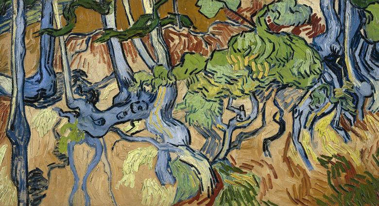 Vincent van Gogh painting of tangled blue roots