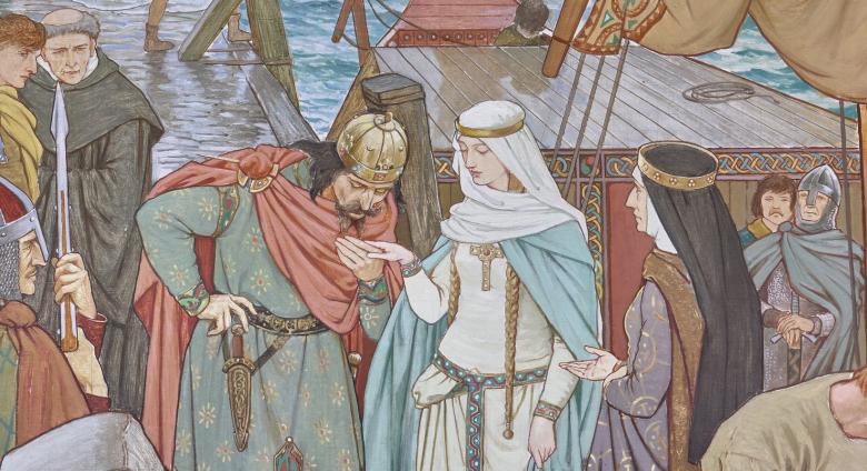 William Brassey Hole, detail of The Landing Of St. Margaret at Queensferry AD 1068, 1889. Scottish National Portrait Gallery.