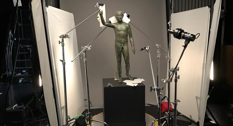 Sculpture set up for photography at the J. Paul Getty Trust.