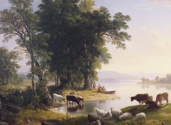 Hudson River Looking Toward the Catskills, 1847, Asher Brown Durand, oil on canvas, Fenimore Art Museum, Cooperstown, New York, Gift of Stephen C. Clark. N0391.1955. Photograph by Richard Walker.
