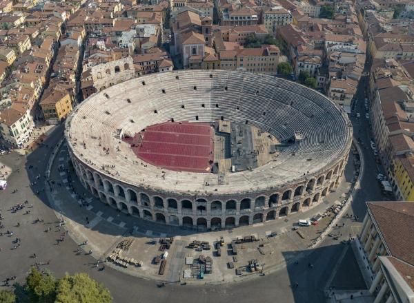 Aerial view of Arena in Verona, Italy. 2022. Photograph by © Arne Müseler.