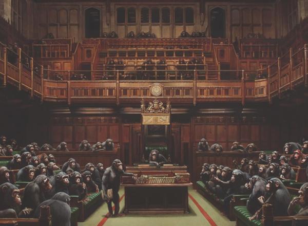 Banksy, Devolved Parliament, 2009.