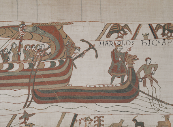 Bayeux Tapestry, Scene 06, c. 1066-1083. License.