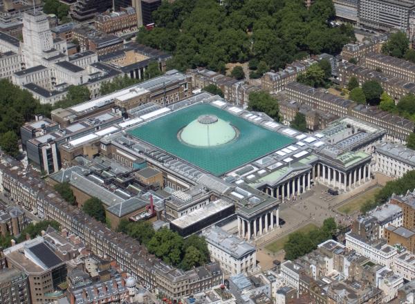 An aerial shot of the British Museum. Source.