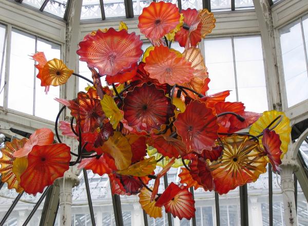 Glass art by Dale Chihuly at an extensive exhibition at Kew Gardens, London, in 2005