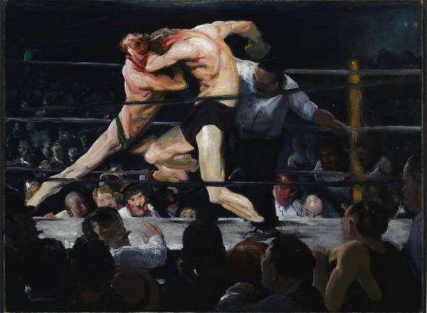 Stag at Sharkey's, 1909. George Bellows (American, 1882–1925). Oil on canvas; framed: 110 x 140.5 x 8.5 cm (43 5/16 x 55 5/16 x 3 3/8 in.); unframed: 92 x 122.6 cm (36 1/4 x 48 1/4 in.). 