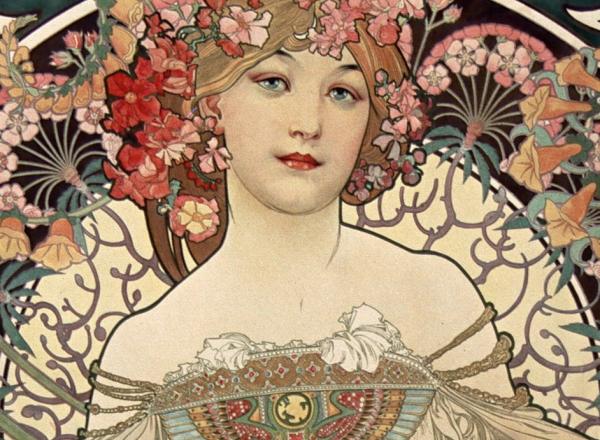 Alphonse Mucha, Poster for the publishing house of F. Champenois, 1897. Color lithograph.