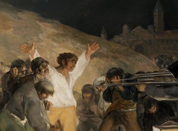 Francisco Goya, Detail of El Tres de Mayo (The Third of May), 1814. Oil on canvas. 106 x 137 in. Museo del Prado, Madrid. Courtesy of Wikimedia Commons. 