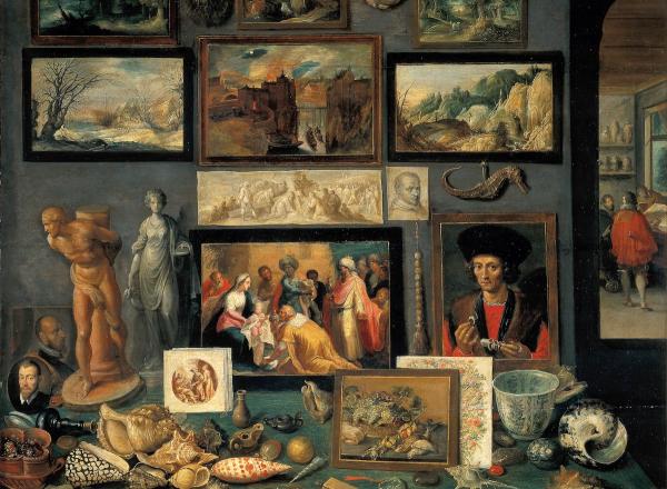 This corner of a cabinet of curiosities, painted by Frans II Francken in 1636, reveals the range of connoisseurship a Baroque-era virtuoso might evince.