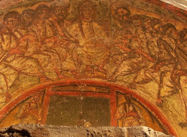 Unknown, Jesus and his Twelve Apostles, c. 1st - 5th Century CE. Roman Catacombs of Domitilla.