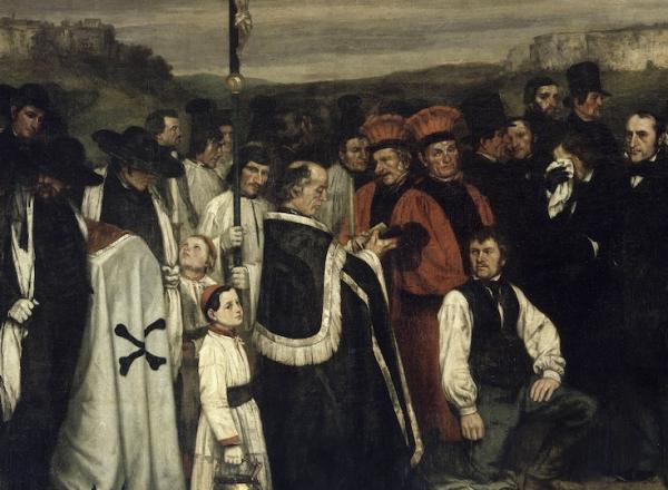 Gustave Courbet, A Burial at Ornans, 1849-50. Pre-restoration. Source.