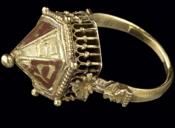 Jewish ceremonial wedding ring, from the Colmar Treasure, ca. 1300– before 1348.