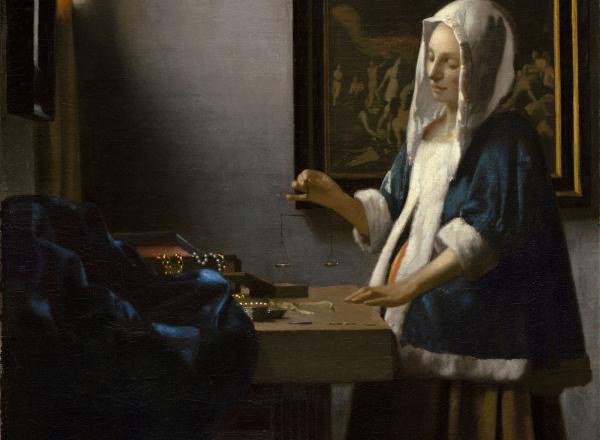 Johannes Vermeer, detail of Woman Holding a Balance, c. 1664. National Gallery of Art, Washington D.C.