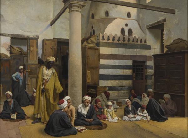 Ludwig Deutsch (1855–1935), In the Madrasa, 1890. Oil on panel.