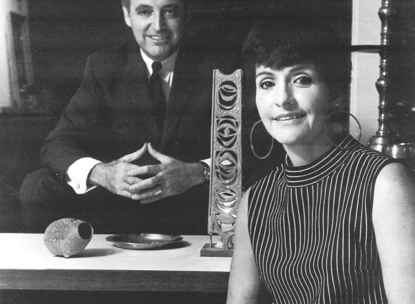 black and white photo of Sam and Mary Ann Scherr