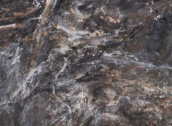 James Hyde, Leads (Bril), 2023. Hyde immerses himself in the works of historical artists, visually sampling portions of their works and using them in his own abstract paintings.