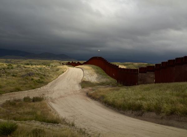 Richard Misrach (American, b. 1949), Wall, East of Nogales, Arizona, 2014, printed 2016. Pigment print. Harvard Art Museums/Fogg Museum, Margaret Fisher Fund, 2018.111.