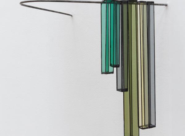 Niamh O’Malley, Gather. Foiled colored glass, steel. 435 x 430 x 400 mm.