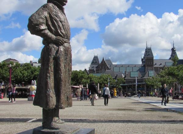 A statue of Rembrandt van Rijn near the Rijksmuseum in Amsterdam. Source.