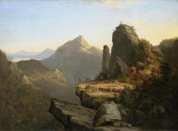 Thomas Cole 'Scene from "The Last of the Mohicans," Cora Kneeling at the Feet of Tamenund', 1827, oil on canvas