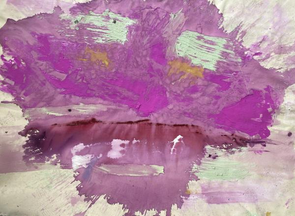 abstract painting with large purple splash