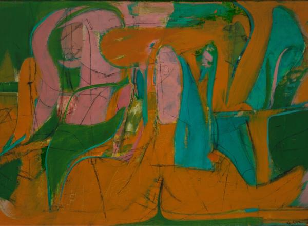 Willem de Kooning, Bill-Lee's Delight, 1946. Oil on paper mounted on composition board, Private collection. © 2026 The Willem de Kooning Foundation / Artists Rights Society (ARS), New York.