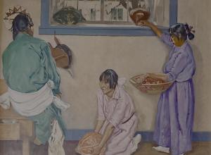 Walter Ufer, Thanksgiving Time, 1927, oil on canvas, 30 x 24 in. Collection of Klauer Manufacturing Company. 