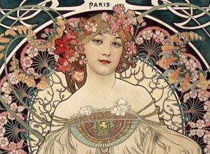 Alphonse Mucha, Poster for the publishing house of F. Champenois, 1897. Color lithograph.