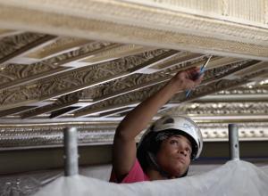 Worker Restoring Frick Gallery Ceiling