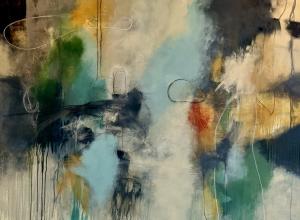 Tracy King, Monsoon, 56H x 62W, Acrylic, Pastel and Charcoal.
