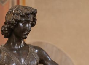 Andrea del Verrocchio, Detail of David with the head of Goliath, c. 1466 - 69. Bronze. Bargello National Museum.