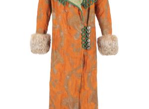 Paul Poiret, Evening coat, circa 1910, Gros de Tours trimmed with gold thread and silver-plated brocade, taffeta, trimmings, and silver-plated metal;