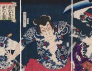 japanese woodblock print of actors with tattoos