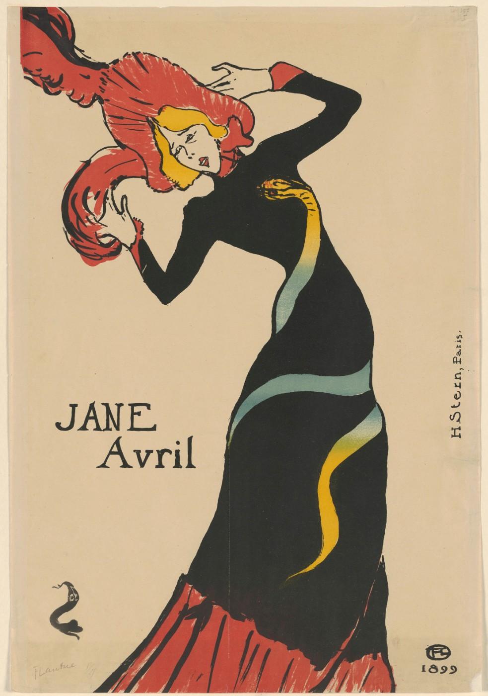 Henri de Toulouse‑Lautrec (French, 1864–1901), Jane Avril, 1893,  Lithograph