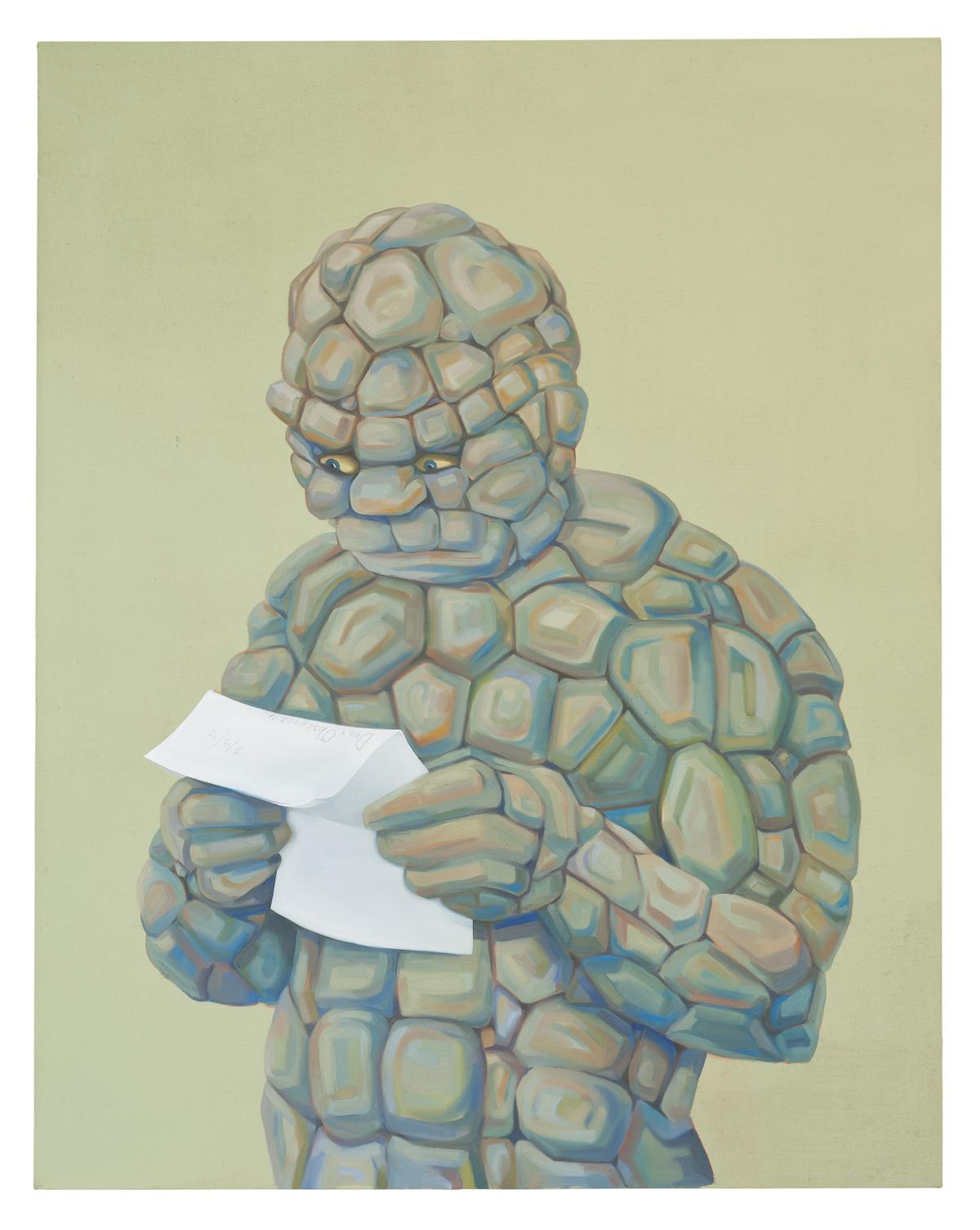 Nicole Eisenman (b. 1965, Verdun, France; lives in Brooklyn, NY), From Success to Obscurity, 2004. Oil on canvas; 51 × 40 in. (129.5 × 101.6 cm). Hall Collection. Image courtesy Hall Collection.