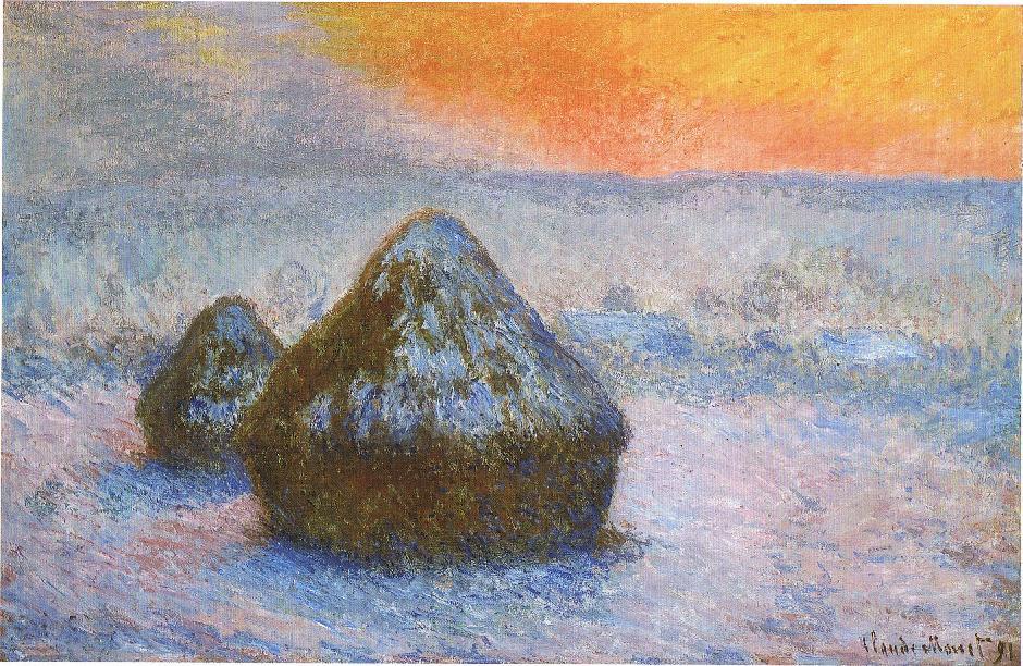 Claude Monet, Wheatstacks (Sunset, Snow Effect), 1890-91
