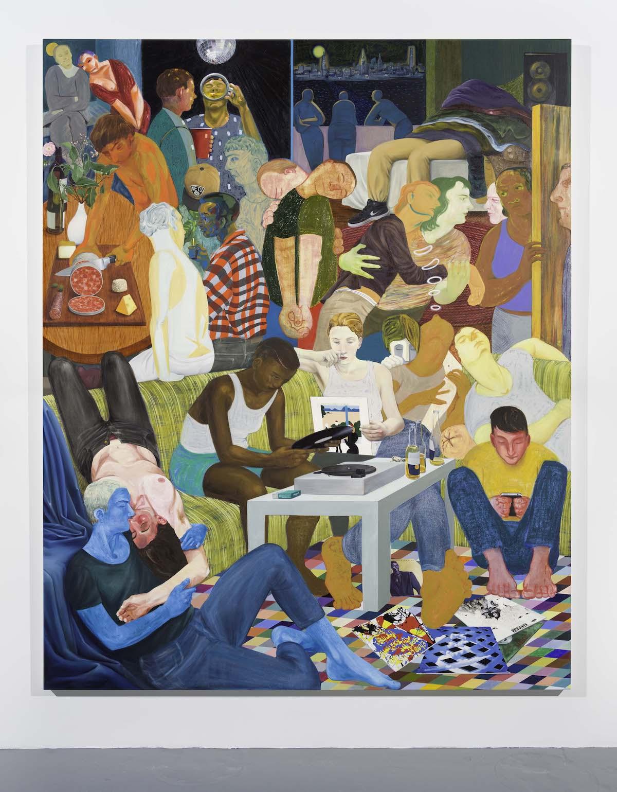 Nicole Eisenman (b. 1965, Verdun, France; lives in Brooklyn, NY), Another Green World, 2015. Oil on canvas; 128 × 106 in. (325.12 × 269.24 cm). The Museum of Contemporary Art, Los Angeles, Purchase with funds provided by the Acquisition and Collection Committee. 