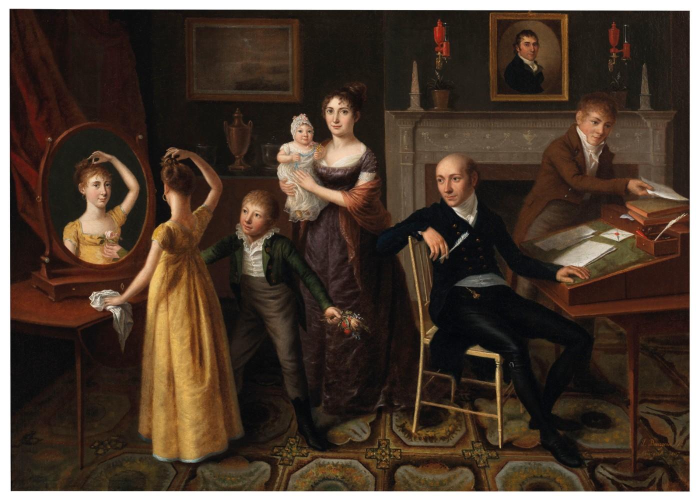 Francois-Joseph Bourgoin (active 1762-1817), Family Group in a New York Interior, 1807