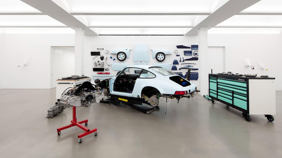 Daniel Arsham, Vehicle Assembly Performance , 2023. Steel, Fiberglass. 170 x 71 x 53 inch. Photographer: Guillaume Ziccarelli. Courtesy of the artist and Perrotin.