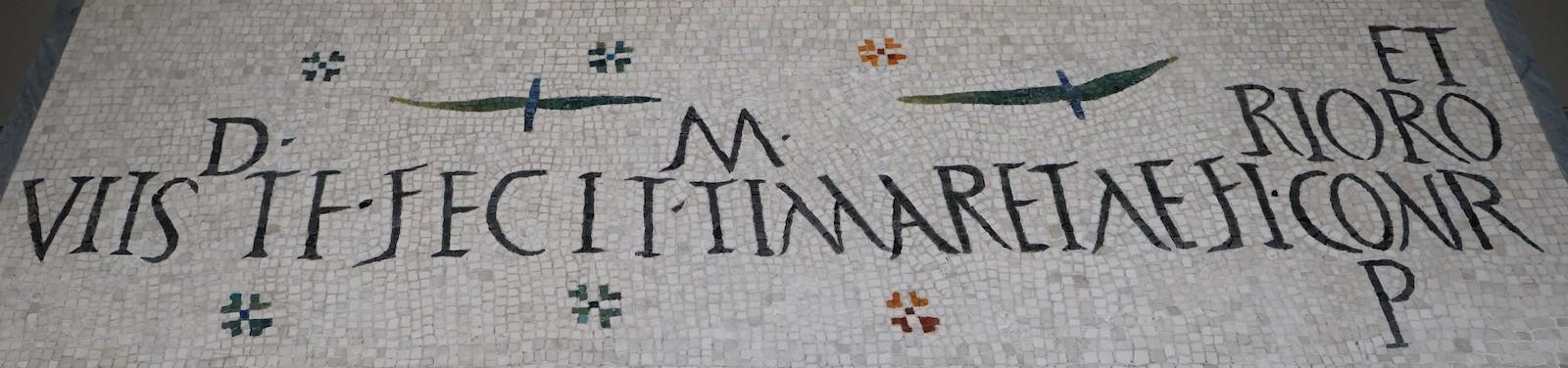 Mosaic with funerary inscription, 2nd-3rd century AD.