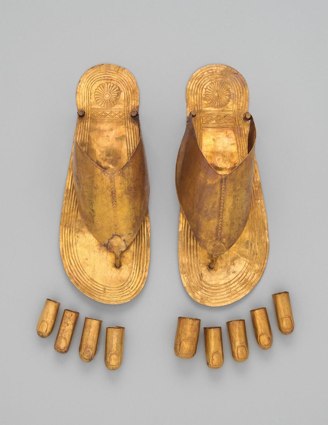 Gold Sandals and Toe Stalls. Egyptian, reign of Thutmose III, ca. 1479–1425 B.C.