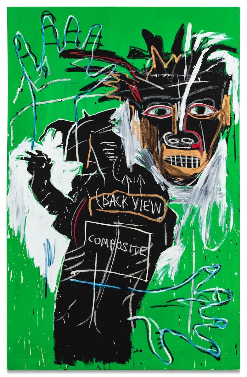 Jean-Michel Basquiat, Self-Portrait as a Heel (Part Two), 1982. Acrylic and oilstick on canvas, 96 x61 ½ in. / 243.8 x 156.2 cm. Courtesy Sotheby's.